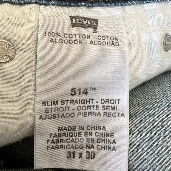 Levi's 514 Slim Straight Jeans Men 31x30 Medium Wash Cotton Zip Fly Pockets - Picture 8 of 16